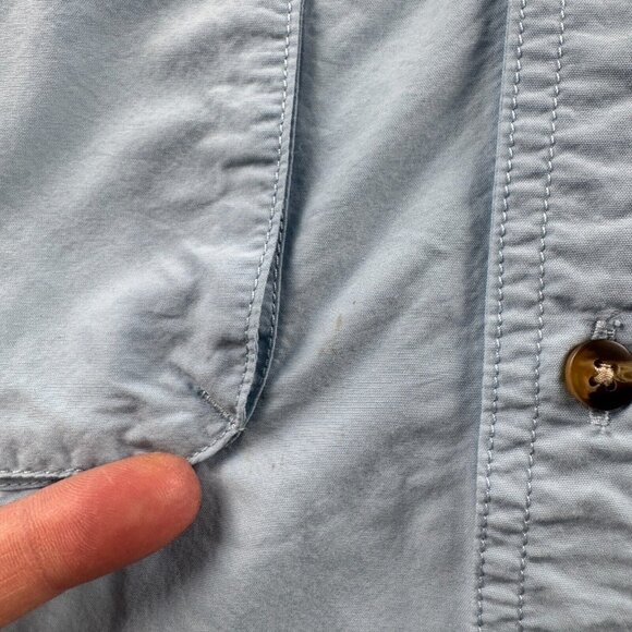 LL Bean Shirt Mens XL Blue Nylon Button Up Vented Hiking Outdoor Camp Fishing - Picture 7 of 10